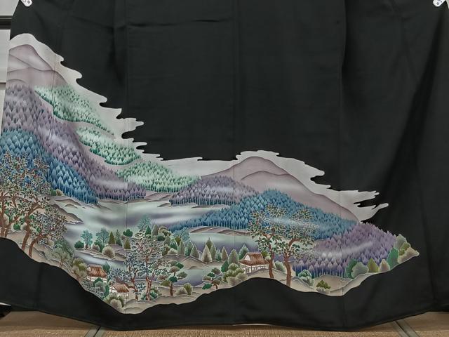 平和屋着物■豪華黒留袖 風景文 正絹 逸品 CABC5928xi