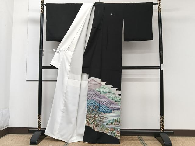 平和屋着物■豪華黒留袖 風景文 正絹 逸品 CABC5928xi