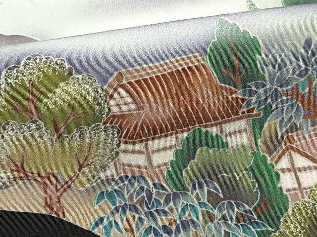 平和屋着物■豪華黒留袖 風景文 正絹 逸品 CABC5928xi