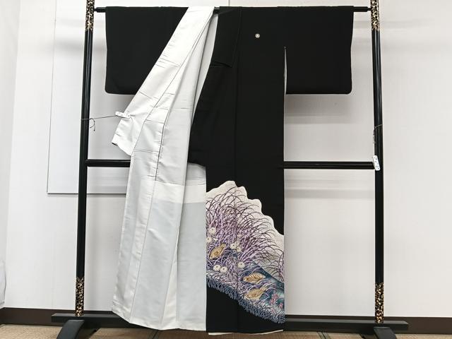 平和屋着物■豪華黒留袖 花鳥文 暈し染め 金彩 正絹 逸品 CABC5935xi