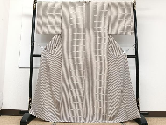 平和屋着物■上質な小紋 変わり縞 正絹 逸品 CABC5941xi
