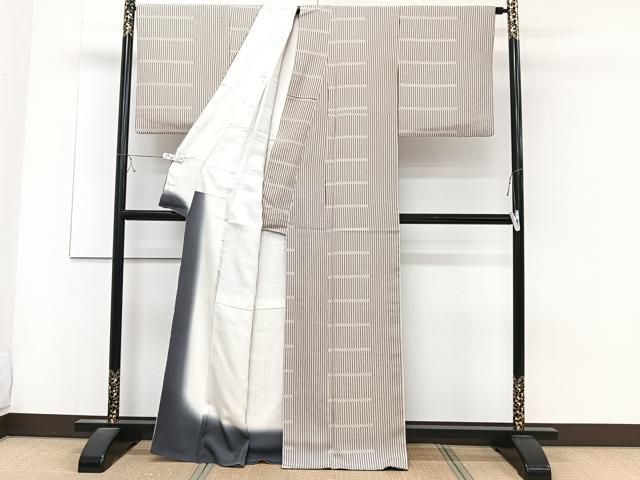 平和屋着物■上質な小紋 変わり縞 正絹 逸品 CABC5941xi