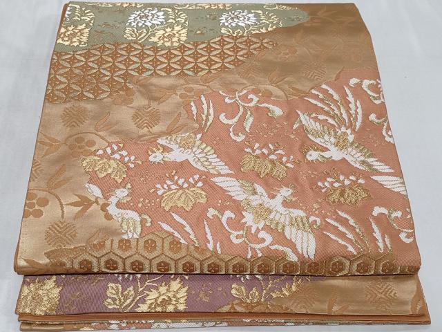 平和屋着物◎六通柄袋帯 歌仙 金銀糸 正絹 逸品 CABC6048vf