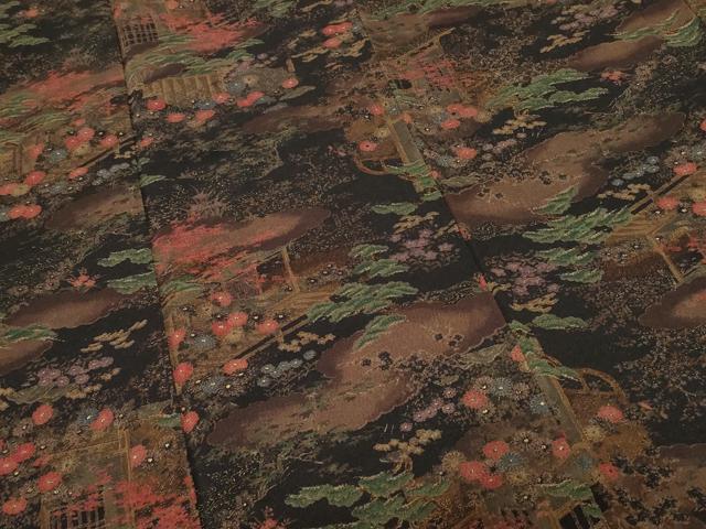 平和屋着物■上質な小紋 風景文 暈し染め 金彩 鬼しぼ縮緬 正絹 逸品 CABC6146ev