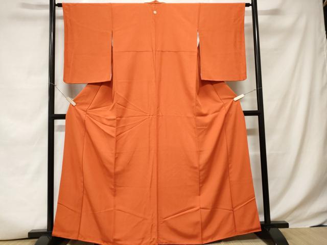 平和屋着物■上質な色無地 黄赤色 正絹 逸品 CABC6353ev