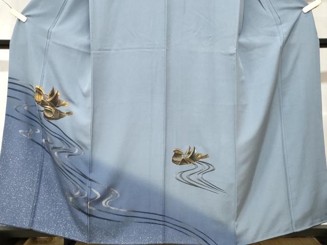 平和屋着物■訪問着 流水鴛鴦文 暈し染め 金銀彩 正絹 逸品 CABC6361ev