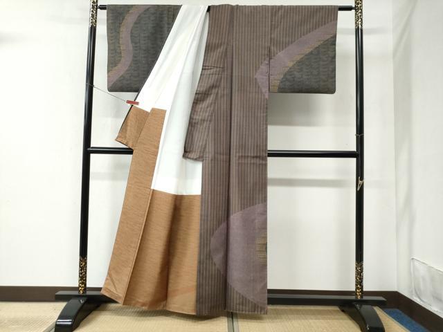 平和屋着物●訪問着 本場染大島紬 地紙雪輪吉祥花蝶文 正絹 逸品 CABC6416yc