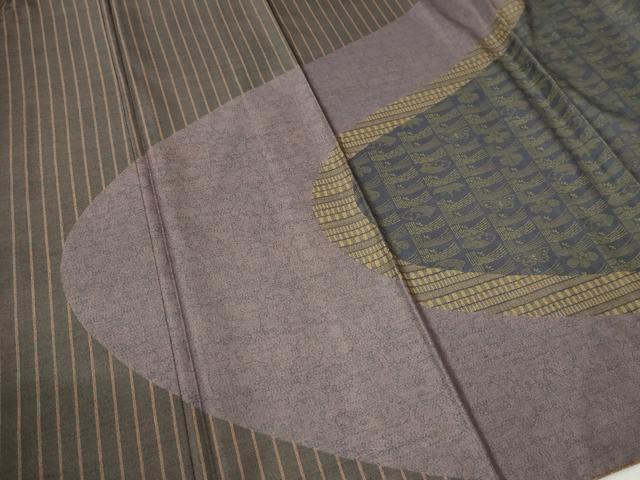 平和屋着物●訪問着 本場染大島紬 地紙雪輪吉祥花蝶文 正絹 逸品 CABC6416yc