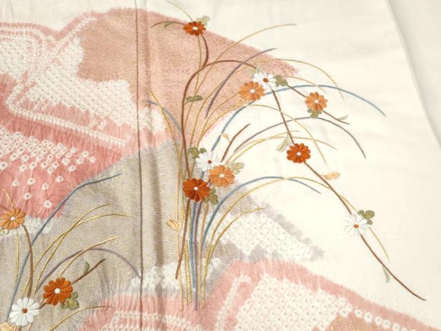平和屋着物●訪問着 総刺繍 絞り 冊子草花文 金彩 正絹 逸品 CABC6522yc
