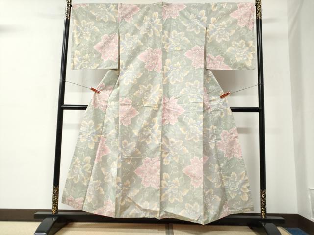 平和屋着物●本場大島紬 7マルキ 牡丹 正絹 逸品 CABC6523yc