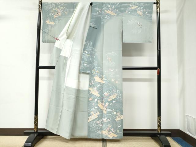平和屋着物●訪問着 友禅 作家物 立波花筏文 暈し染め 正絹 逸品 CABC6529yc