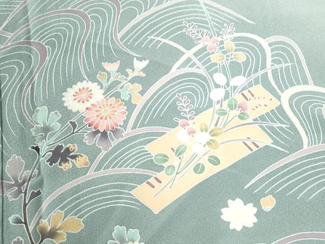 平和屋着物●訪問着 友禅 作家物 立波花筏文 暈し染め 正絹 逸品 CABC6529yc