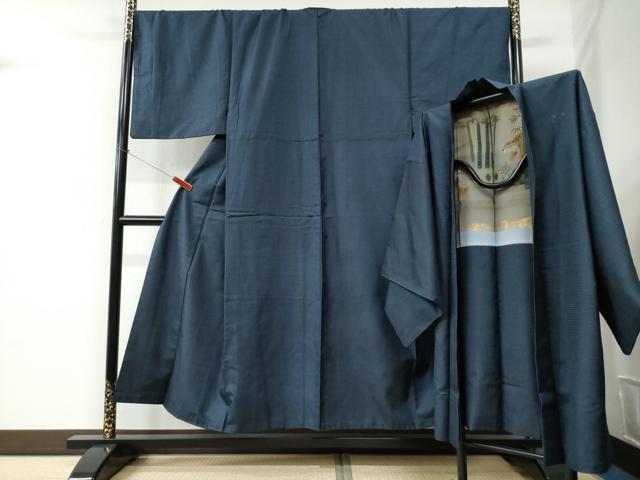 平和屋着物●男性 本場大島紬 アンサンブル 100亀甲 総詰め 羽裏:虎 正絹 逸品 CABC6571yc