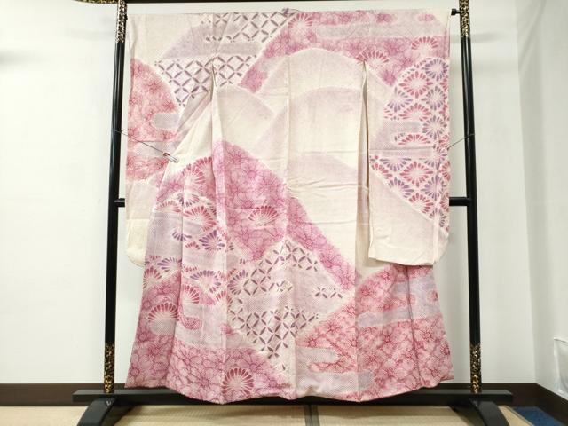 平和屋着物●豪華振袖 総絞り 霞吉祥花菱文 正絹 逸品 CABC6596yc