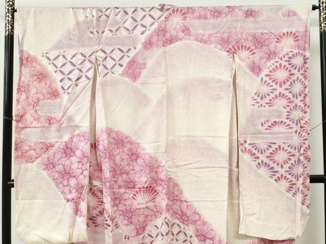 平和屋着物●豪華振袖 総絞り 霞吉祥花菱文 正絹 逸品 CABC6596yc