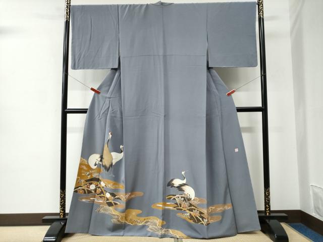 平和屋着物●色留訪問着 作家物 群鶴楽器花文 金彩 正絹 逸品 未使用 CABC6599yc