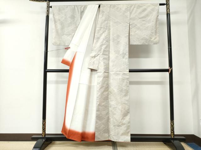 平和屋着物●本場大島紬 白大島 9マルキ 160亀甲 菱吉祥文 正絹 逸品 CABC6620yc