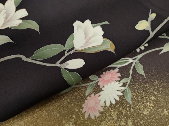 平和屋着物●訪問着 枝花文 暈し染め 金彩 正絹 逸品 CABC6625yc