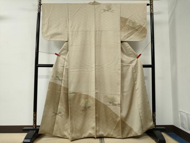 平和屋着物●訪問着 松葉 松ぼっくり 金彩 銀座せきね 正絹 逸品 CABC6632yc