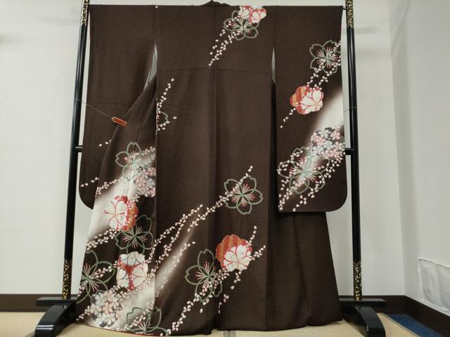 平和屋着物●豪華振袖 舞桜文 暈し染め 銀通し地 正絹 逸品 CABC6638yc