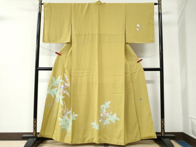 平和屋着物●本加賀友禅作家 岡本幸治 訪問着 鹿枝花文 正絹 逸品 未使用 CABC6646yc
