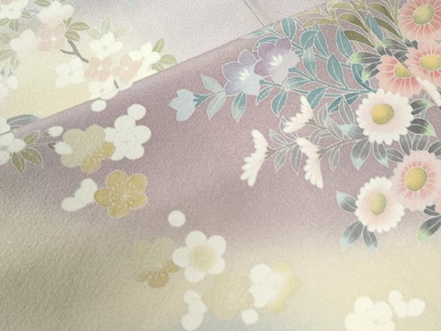 平和屋着物●訪問着 友禅 作家物 牡丹草花文 暈し染め 正絹 逸品 CABC6651yc