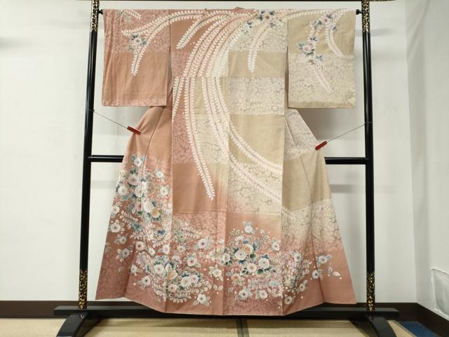 平和屋着物●訪問着 作家物 辻が花 暈し染め 金彩 鬼しぼ縮緬 正絹 逸品 未使用 CABC6661yc