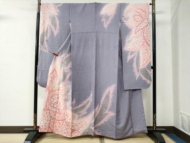 平和屋着物●豪華振袖 絞り 花蝶文 暈し染め 銀通し地 正絹 逸品 CABC6662yc