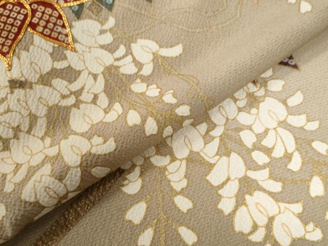 平和屋着物●訪問着 駒刺繍 枝垂れ藤 暈し染め 金彩 鈴乃屋扱い 正絹 逸品 CABC6694yc