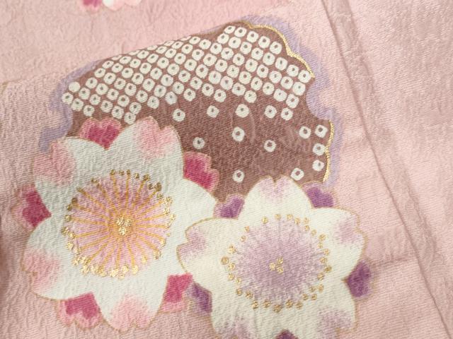 平和屋着物●豪華振袖 雪輪舞桜文 暈し染め 金彩 正絹 逸品 CABC6695yc