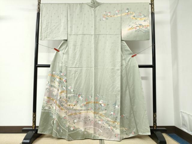 平和屋着物●訪問着 鬘帯吉祥花蝶文 金彩 正絹 逸品 CABC6714yc