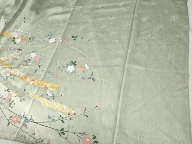 平和屋着物●訪問着 鬘帯吉祥花蝶文 金彩 正絹 逸品 CABC6714yc