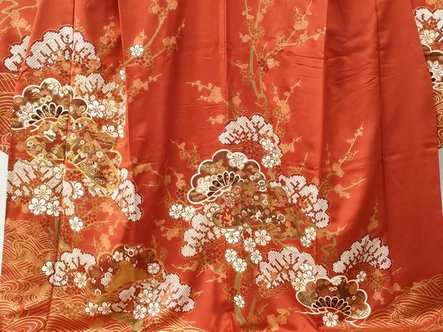 平和屋着物●豪華振袖 駒刺繍 浜松飛鶴吉祥梅文 金彩 正絹 逸品 CABC6729yc