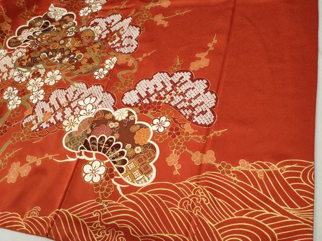 平和屋着物●豪華振袖 駒刺繍 浜松飛鶴吉祥梅文 金彩 正絹 逸品 CABC6729yc