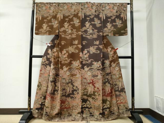 平和屋着物●訪問着 雲取り吉祥草花文 暈し染め 正絹 逸品 CABC6754yc
