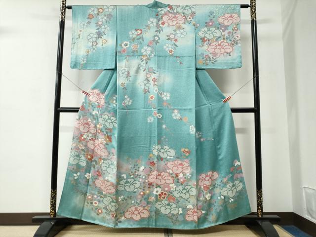 平和屋着物●訪問着 草花文 暈し染め 金彩 正絹 逸品 CABC6767yc