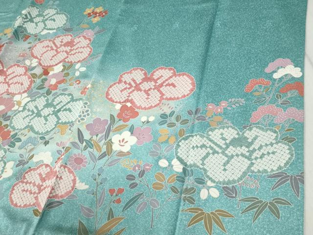 平和屋着物●訪問着 草花文 暈し染め 金彩 正絹 逸品 CABC6767yc
