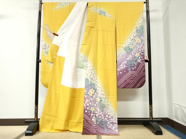 平和屋着物●豪華振袖 舞桜文 暈し染め 銀通し地 鈴乃屋扱い 正絹 逸品 CABC6791yc
