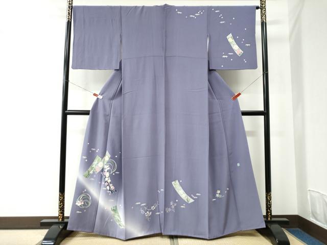平和屋着物●本加賀友禅作家 松島由美 訪問着 短冊笹花文 暈し染め 京都きもの友禅扱い 正絹 逸品 CABC6792yc