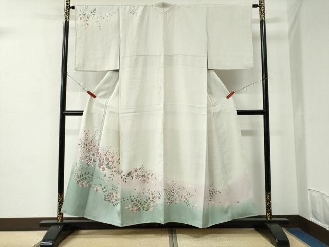 平和屋着物●訪問着 更紗草花文 暈し染め 金彩 正絹 逸品 CABC6804yc