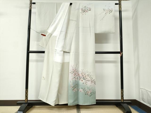平和屋着物●訪問着 更紗草花文 暈し染め 金彩 正絹 逸品 CABC6804yc