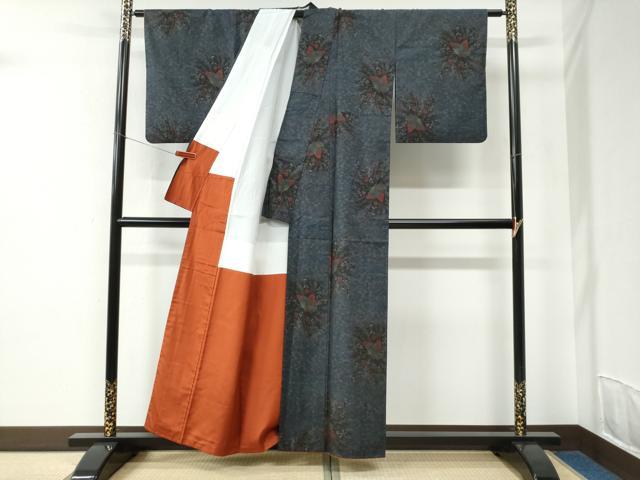 平和屋着物●本場大島紬 9マルキ 花蝶文 正絹 逸品 CABC6814yc