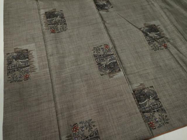 平和屋着物●本場大島紬 9マルキ 色紙重ね風景花文 正絹 逸品 CABC6819yc