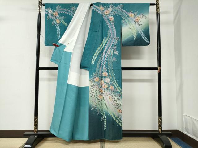 平和屋着物●訪問着 辻が花 絞り 暈し染め 銀通し地 ますいわ屋扱い 正絹 逸品 CABC6839yc