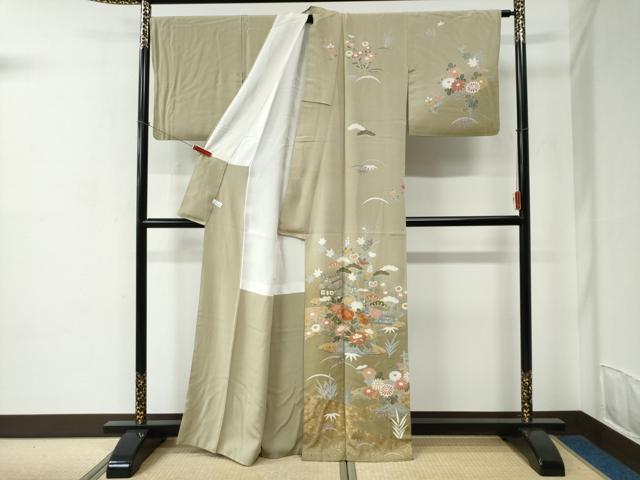 平和屋着物●訪問着 作家物 総刺繍 風景花松文 暈し染め 金彩 正絹 逸品 CABC6847yc