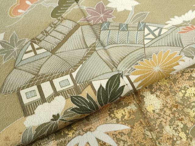 平和屋着物●訪問着 作家物 総刺繍 風景花松文 暈し染め 金彩 正絹 逸品 CABC6847yc