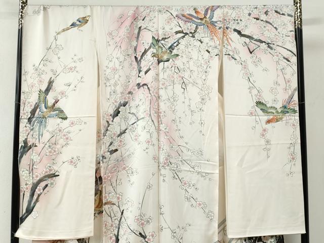 平和屋着物●豪華振袖 尾長鳥枝梅文 暈し染め 金彩 仮絵羽 逸品 未使用 CABC6866yc