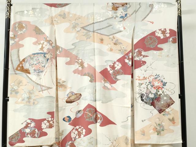 平和屋着物●豪華振袖 貝桶牡丹吉祥花文 金銀彩 仮絵羽 逸品 未使用 CABC6867yc