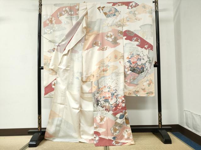 平和屋着物●豪華振袖 貝桶牡丹吉祥花文 金銀彩 仮絵羽 逸品 未使用 CABC6867yc