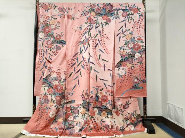 平和屋着物●豪華振袖 型染め 御所解鴛鴦花文 暈し染め 仮絵羽 逸品 未使用 CABC6868yc